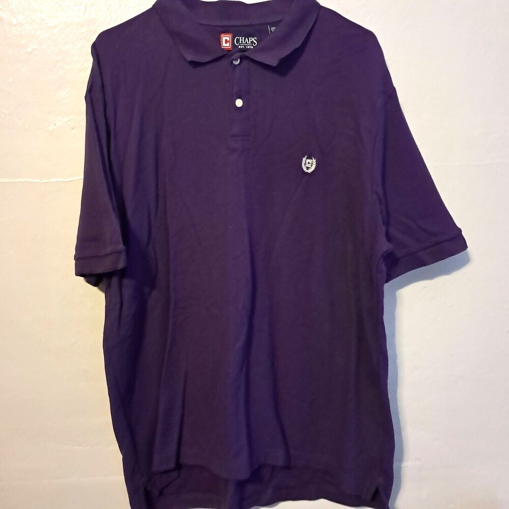 Chaps Polo Shirt Men's 2X XXL  Purple Short Sleeve Cotton Golf